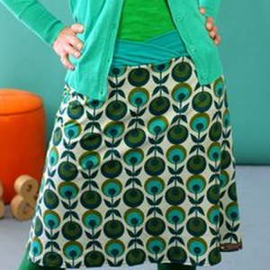 Casual Printed Cotton-Blend Skirt, Skirts, color:Green|size:5XL, Noracora