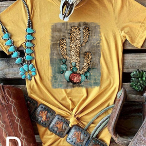 Printed Casual Short Sleeve Crew Neck T-shirt, T-shirts, color:Yellow|size:3XL, Noracora