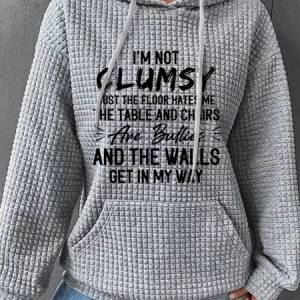 WomenвЂs I'm Not Clumsy Casual Hoodie Cotton-Blend Text Letters Hoodie, Hoodies&Sweatshirts, Lilicloth.com