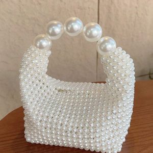 Elegant Imitation Pearls Evening Handbag Beaded Clutch Bag For Wedding Party, Bags, color:As Picture|size:One-size, Stylewe