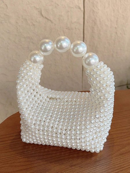 Elegant Imitation Pearls Evening Handbag Beaded Clutch Bag For Wedding Party, Bags, color:As Picture|size:One-size, Stylewe