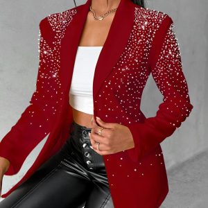 Beaded Shawl Collar Blazer Coat, blazer, chicme - Women's Fashion Online