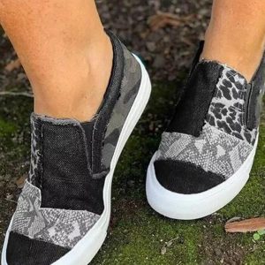 Snakeskin Cheetah Slip On Canvas Sneakers, Slip-on, chicme - Women's Fashion Online