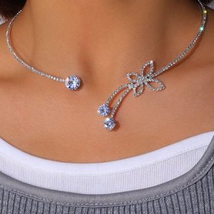Rhinestone Butterfly Silver Party Choker, Necklaces, color:Silver|size:One-size, Stylewe