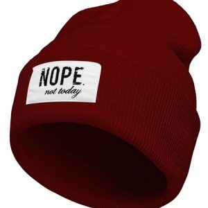Nope Not Today Text Letter Beanie Hat, Men's Accessories, Lilicloth.com