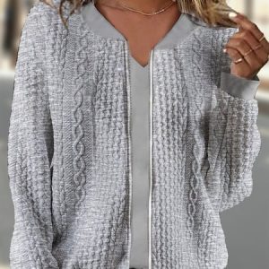 Casual Zipper Plain Loose Bomber Jacket, JustFashionNow Jackets, color:Gray|size:XXL,
