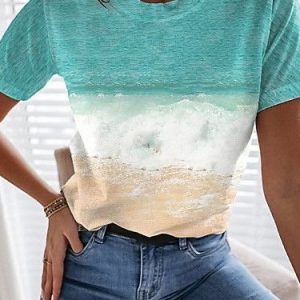Ombre/tie-Dye Short Sleeve Casual T-shirt, Tees & T-shirts, Roselinlin - Online Catalog
