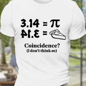 Men's Cute Pi Day Crew Neck Cotton Casual T-Shirt, T-shirts, Lilicloth.com