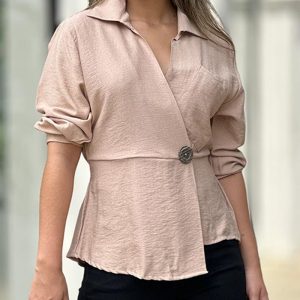 Turn-down Collar Pocket Design Buttoned Top, Blouses & Shirts, chicme - Women's Fashion Online
