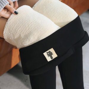 Cat Print High Waist Thermal Fleece Lined Leggings, Leggings, chicme - Women's Fashion Online