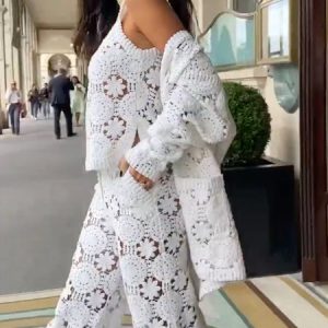 Loose Vacation Plain Long Sleeve Kimono, Kimonos, color:White|size:XXL, Stylewe