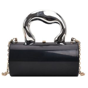 Fashionable Acrylic Metallic-Look Handbag Chain Crossbody Bag, Bags, color:Black|size:One-size, Stylewe