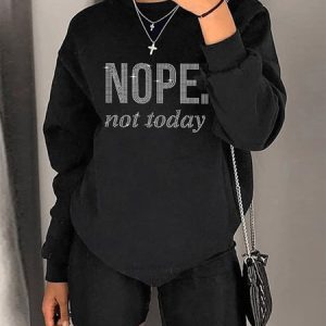 Loose Crew Neck Urban Long Sleeve Text Letters Sweatshirt, Hoodies and Sweatshirts, color:Black|size:XXL, Stylewe