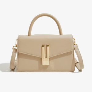 Women Minimalist Metal Magnetic Handbag Commuting Square Crossbody Bag, Bags, color:Apricot|size:One-size, Stylewe