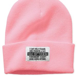 I Can Only Please One Person A Day Funny Text Letters Beanie Hat, Men's Accessories, Lilicloth.com