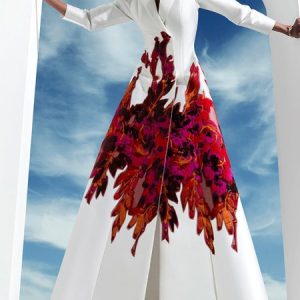 Long Sleeve Urban Lapel Collar Floral Regular Fit Blazer, Blazers, color:White|size:XXL, Stylewe