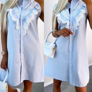 Lace Trim Frill Hem Casual Dress, Casual Dresses, ChicMe catalog