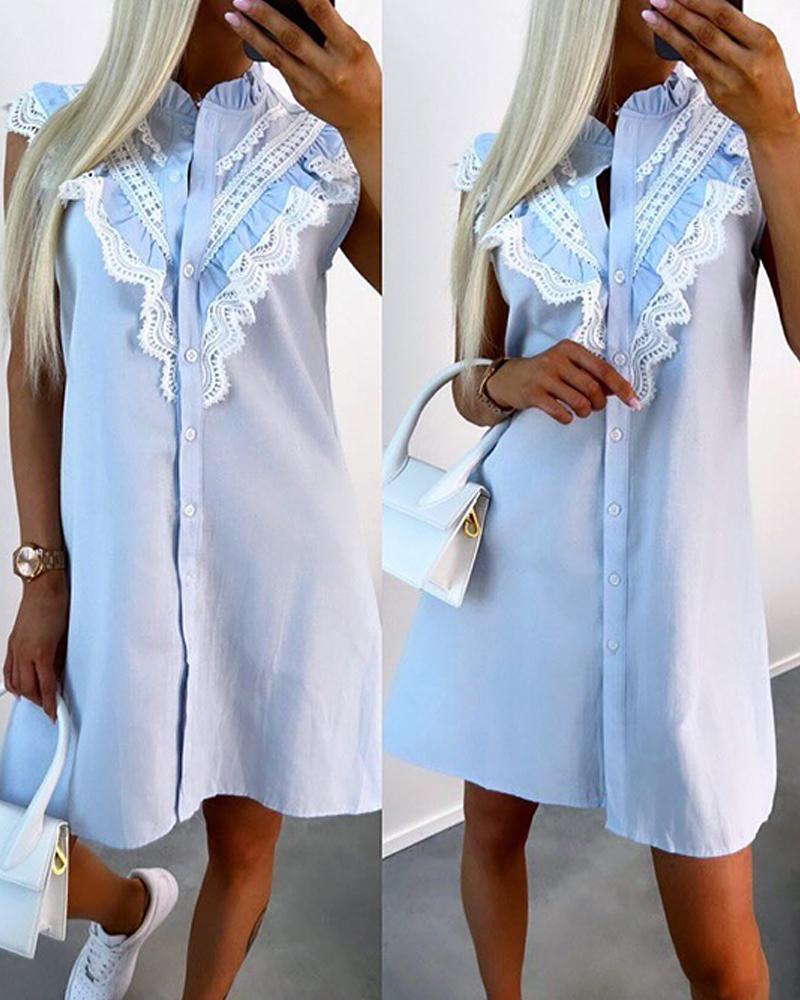 Lace Trim Frill Hem Casual Dress, women Casual Dresses, ChicMe catalog