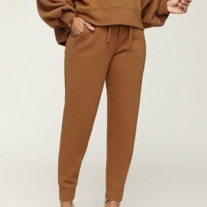 Casual Plain Regular Fit SweatPants, Pants, color:Khaki|size:XXL, Stylewe