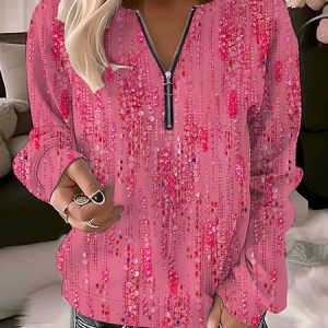 Casual Loose V Neck Sweatshirt, Hoodies&Sweatshirts, Lilicloth.com