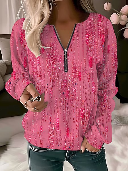 Casual Loose V Neck Sweatshirt, Hoodies&Sweatshirts, Lilicloth.com