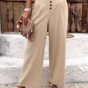 Plain Buckle Casual Pants, Pants, Roselinlin - Online Catalog