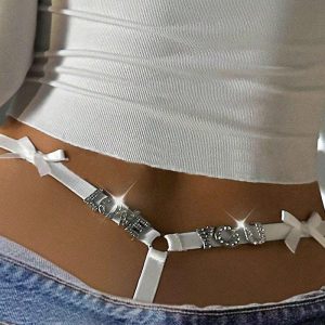 Rhinestone Letter Pattern Thong Panty, Panties, chicme - Women's Fashion Online