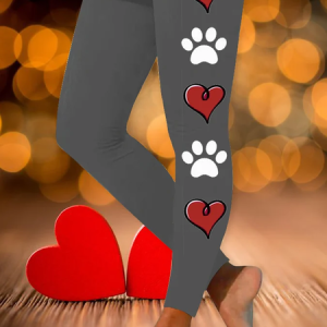 Casual Heart Regular Fit Leggings, Leggings, color:Gray|size:4XL, JustFashionNow