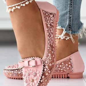 Floral Embroidery Bowknot Decor Work Loafers, Slip-on, chicme - Women's Fashion Online