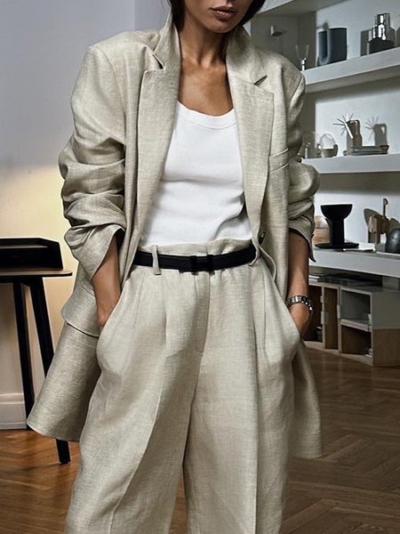 Urban Loose Shawl Collar Plain Blazer, Blazers, color:As Picture|size:XXL, Stylewe