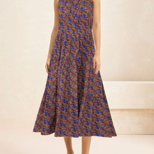 Women Abstract Halter Sleeveless Comfy Vacation Maxi Dress, Dresses, color:Multicolor|size:XXL, Noracora