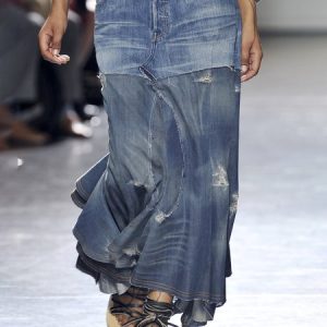 Casual Plain Denim Skirt, Skirts, color:Blue|size:5XL, Noracora