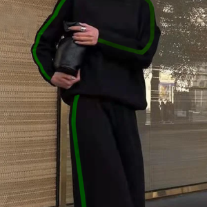 Micro-Elasticity Loose Casual Half Turtleneck Long sleeve Color Block Sweatshirt, Hoodies and Sweatshirts, color:Black|size:XXL, Stylewe
