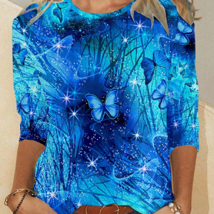 Women's Butterfly Casual  Shirt, Long sleeves, Lilicloth.com