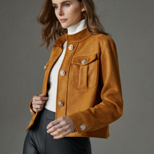 Regular Fit Polyester Stand Collar Long Sleeve Plain Urban Jacket, Jackets, color:Khaki|size:XXL, Stylewe