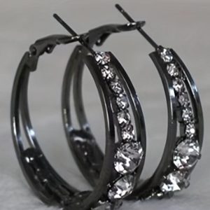 1Pair Exquisite Rhinestone Decor Large Circle Hoop Earrings, Earrings, chicme - Women's Fashion Online