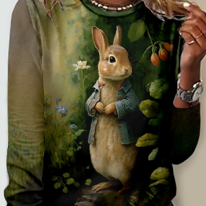 Easter Crew Neck Casual Regular Fit Shirt, Long sleeves, Lilicloth.com