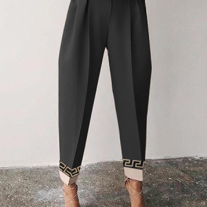 Loose Color Block Urban Long Pants Straight pants, Pants, color:Black|size:XXL, Stylewe
