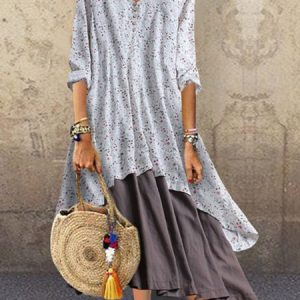 V Neck Women Dress A-Line Going Out Boho Cotton Dress, Dresses, color:White|size:XXL, Noracora