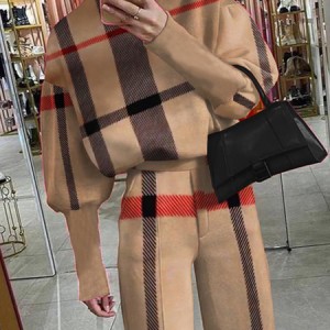 Plus size Half Turtleneck Urban Plaid Loose Sweatshirt, Plus Tops, color:As Picture|size:4X, Stylewe