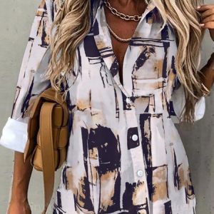 Random Print Casual Loose Blouse, Shirts, color:Multicolor|size:XXL, catalog Noracora shop