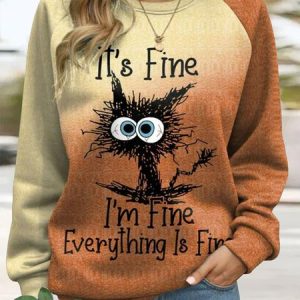 Loose Casual Text Letters Crew Neck Sweatshirt, Hoodies&Sweatshirts, Lilicloth.com