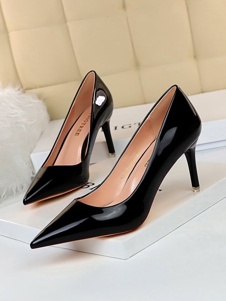 Women Minimalist Metallic Stiletto Heel Pumps Suitable for Many Occasions, Heels, color:Black|size:43, Stylewe