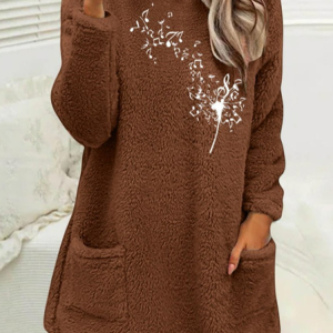 Fluff/Granular Fleece Fabric Casual Crew Neck Sweatshirt, Hoodies&Sweatshirts, Lilicloth.com
