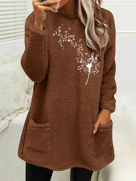 Fluff/Granular Fleece Fabric Casual Crew Neck Sweatshirt, Hoodies&Sweatshirts, Lilicloth.com