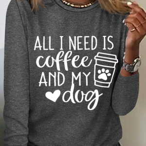 All I Want Is Coffee And My Dog Casual Long Sleeve Shirt, Long sleeves, Lilicloth.com