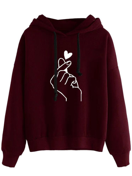 Loosen Casual Polyester Cotton Sweatshirt, Hoodies&Sweatshirts, Lilicloth.com