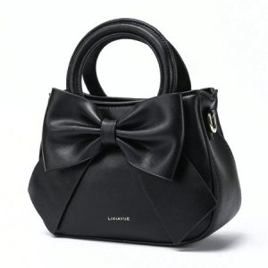 Elegant Bowknot Handbag Double Handle Satchel Bag, Bags, color:Black|size:One-size, Stylewe