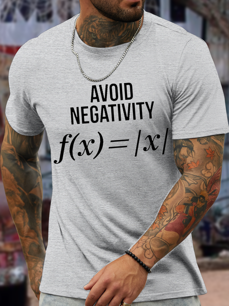 Men's Funny Avoid Negativity Cotton Loose Casual T-Shirt, T-shirts, Lilicloth.com