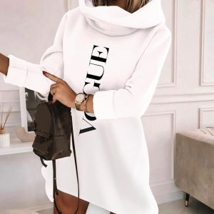 Letter Print Long Sleeve Sweatshirt Dress, Casual Dresses, chicme - Women's Fashion Online